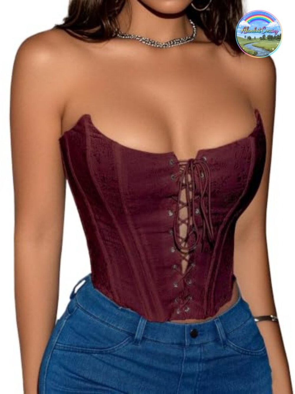 Womens Overbust Corset Top Lace Up Backless Bustier Crop Club Party Cosplay